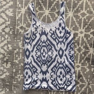 Shimera Navy and White Ikat Tank Top